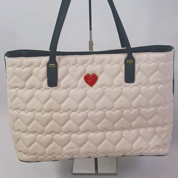Betsey Johnson Faux Leather Quilted Heart Satchel - Picture 12 of 12